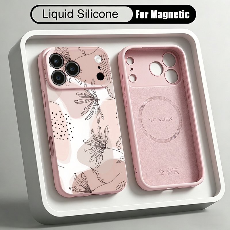 Liquid Silicone Magnetic Phone Case - 심플 패턴 리퀴드 실리콘 마그네틱 폰